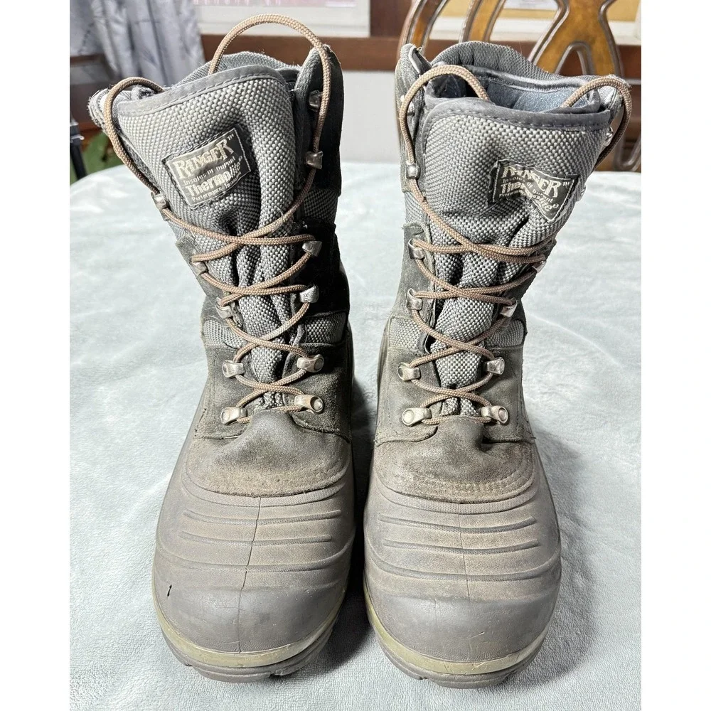 Ranger Thermolite Boots Mens Size 9 Gray Insulated Winter Snow Rubber Outdoor